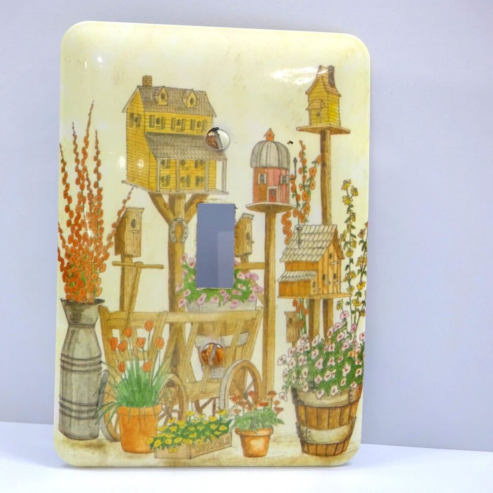 Vintage Birdhouse Garden Metal Toggle Switch Cover